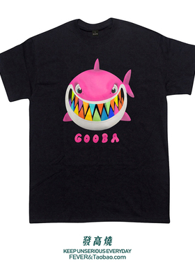 6ix9ine同款卡通粉色鲨鱼创意vibe学生欧美简约百搭短袖T恤TEE潮