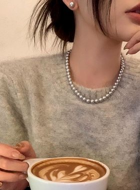 925纯银高级灰珍珠项链