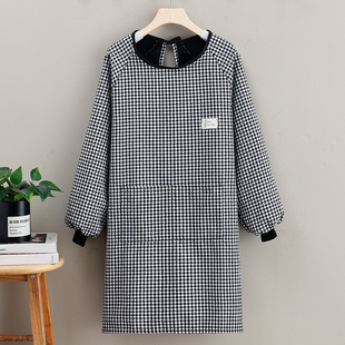 棉布加绒透气围裙反穿长袖网红新款防脏污长袖罩衣做饭耐脏工作服