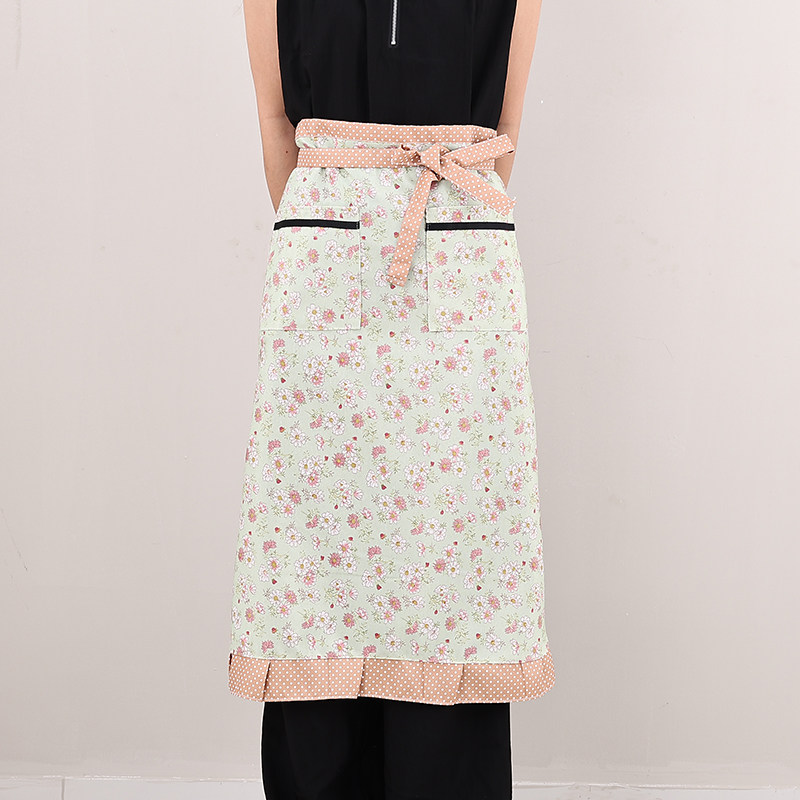 新款时尚半身加长花边围裙厨房家用打扫卫生工作服透气耐磨防污