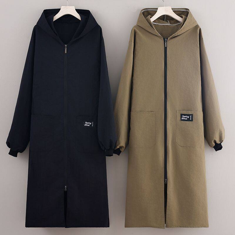 新款塔丝隆长袖正穿拉链连帽加长罩衣围裙防污工厂车间工作服定制