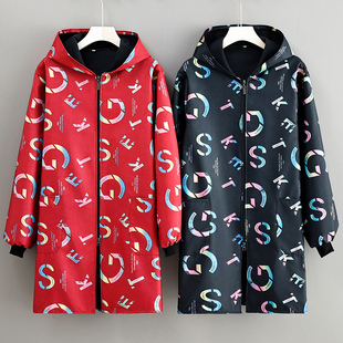 冬季加绒正常拉链英文围裙防脏污罩衣保暖清洁干活劳保清仓工作服