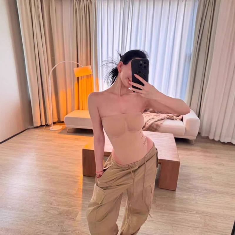 skims 弹力抹胸连体衣无痕透气性感连体衣辣妹修身性感吊带背心