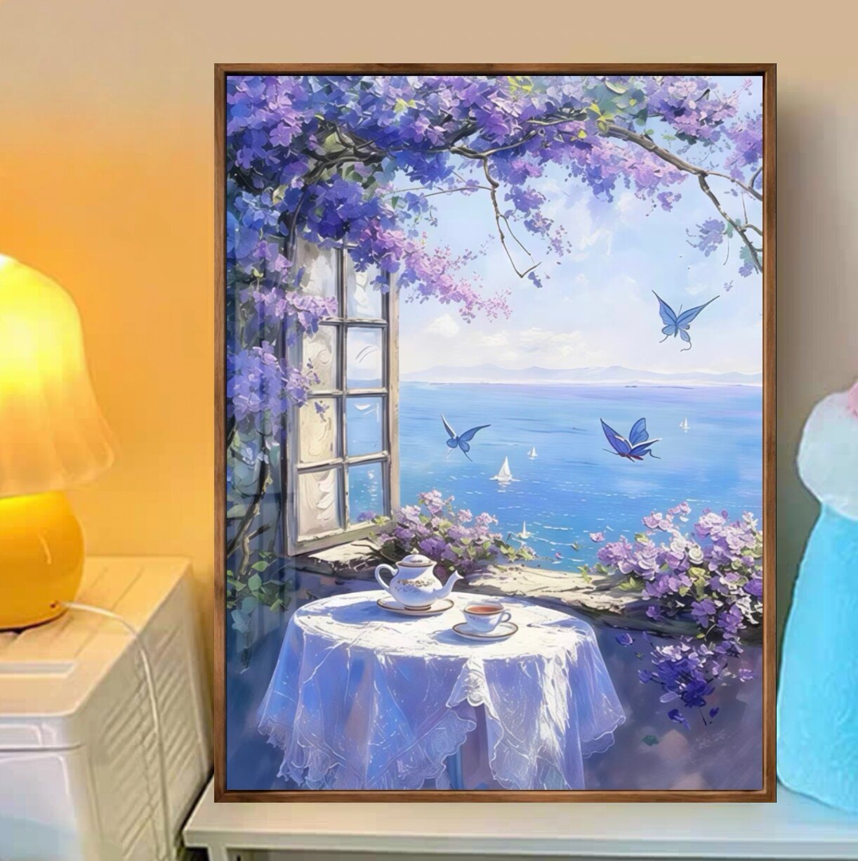 莫奈紫色花海十字绣新款治愈系窗台花卉线绣客厅餐厅手工diy小件