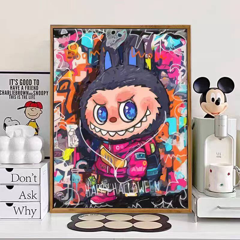 国潮拉布布十字绣新款高颜值卡通治愈系线绣客厅儿童卧室刺绣diy