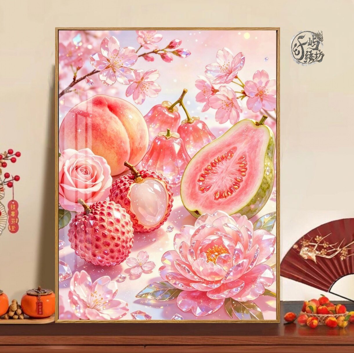 多巴胺粉嫩水果十字绣新款高级感夏花甜果线绣客厅餐厅手工绣diy