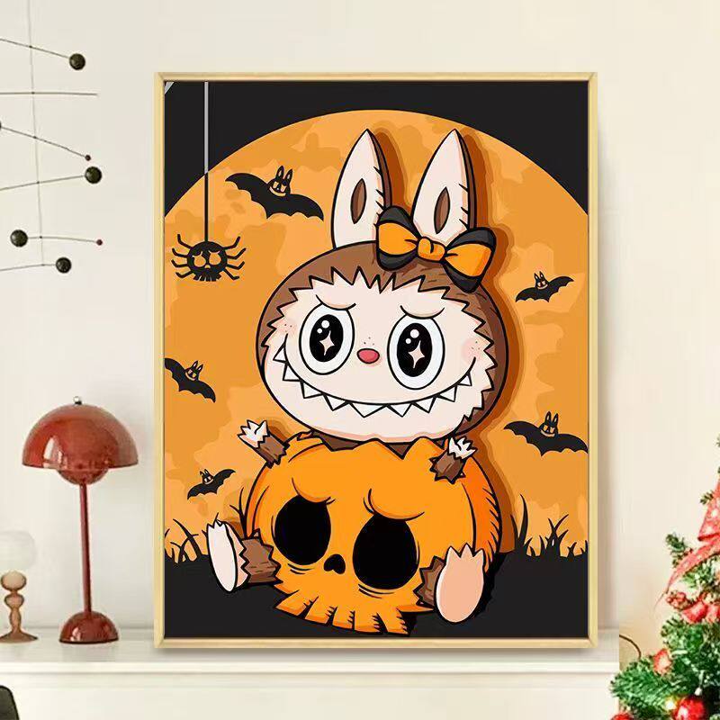 万圣节拉布布十字绣新款国漫治愈可爱线绣客厅儿童卧室diy自己绣