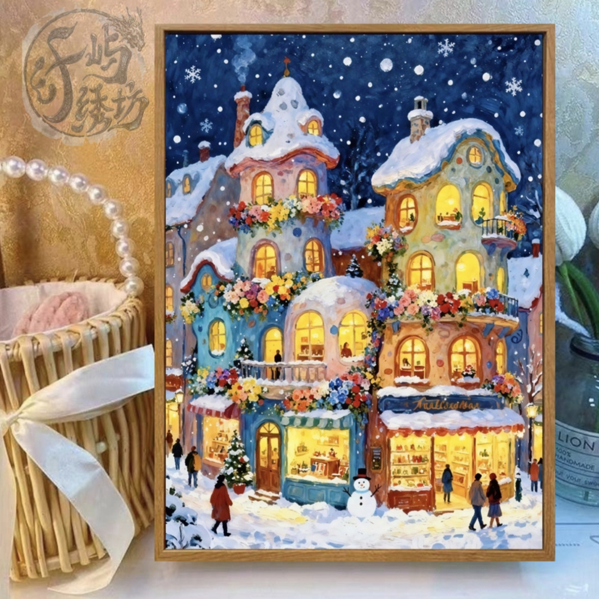 欧美城堡雪景十字绣新款高颜值治愈系风景线绣客厅儿童diy自己绣