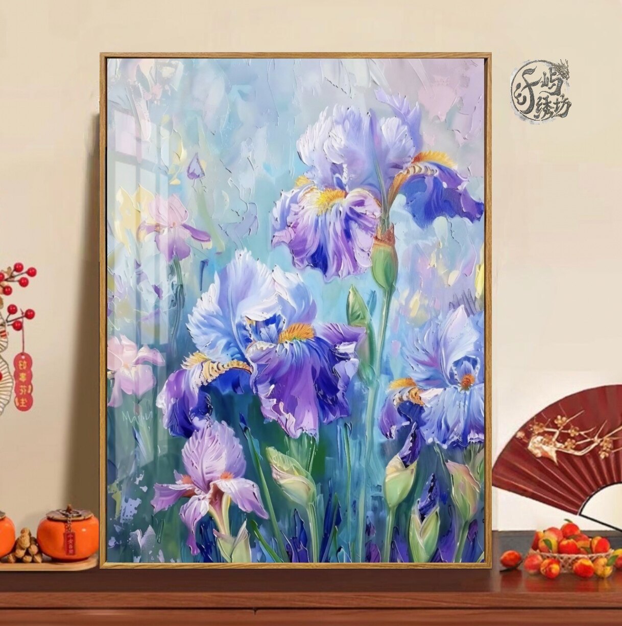 鸢尾花海十字绣新款高颜值治愈花卉线绣客厅卧室手工diy刺绣小件