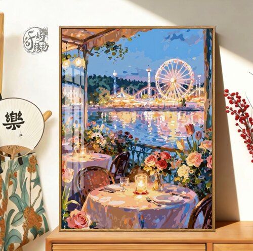 湖畔咖啡屋十字绣2026新款高级感治愈小众线绣客厅玄关diy手工绣