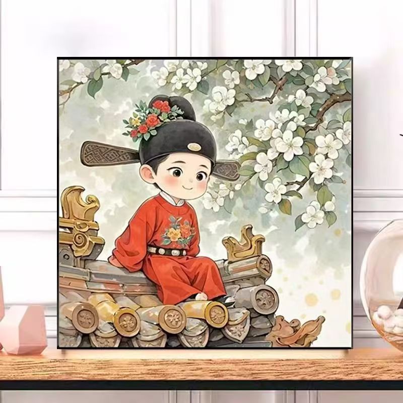 国风Q版新郎十字绣新款简约中式结婚喜庆线绣客厅婚房手工刺绣diy