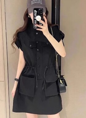 小个子宽松休闲抽绳收腰显瘦短裙