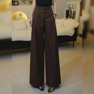 高腰显瘦宽松抗皱直筒休闲裤 深棕色阔腿西装 新款 女2026春秋季 子 裤