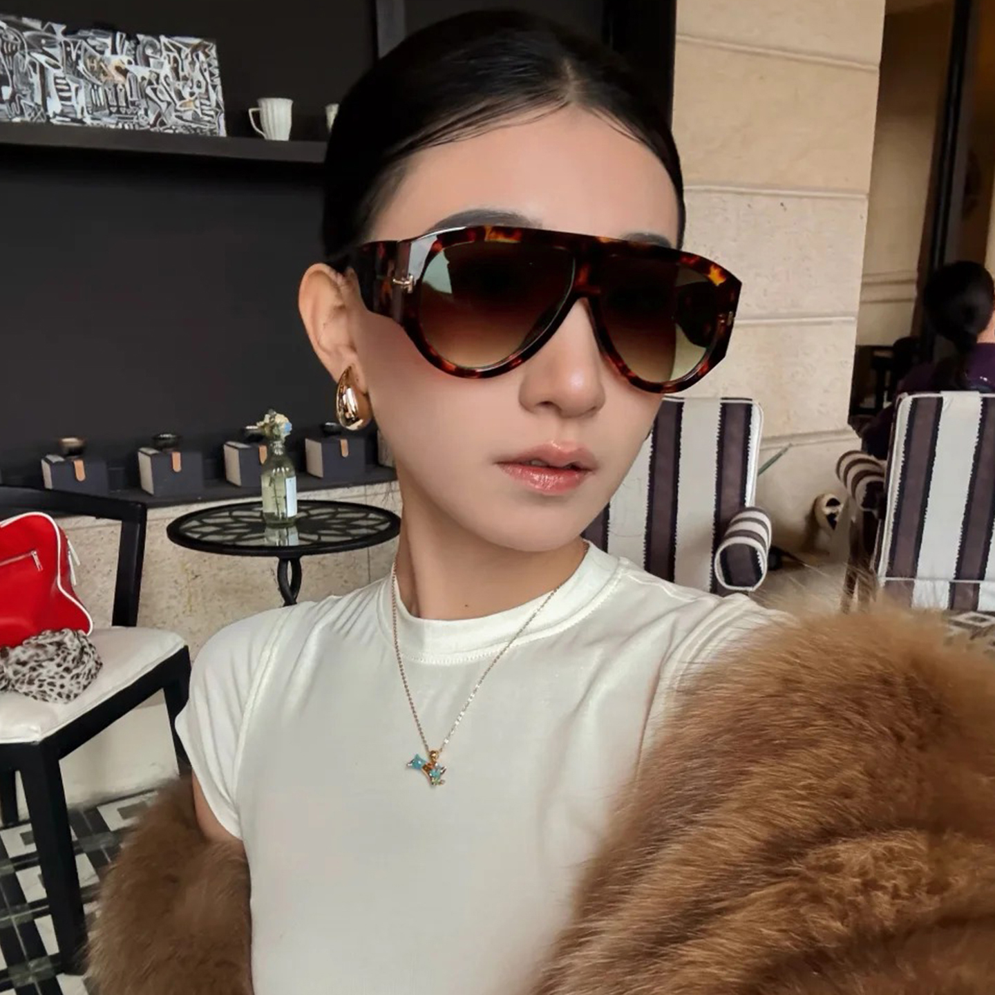 超大框豹纹墨镜女款大脸