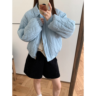 新款韩版轻薄短款棉服女秋冬感百搭通勤夹棉外套潮棉服