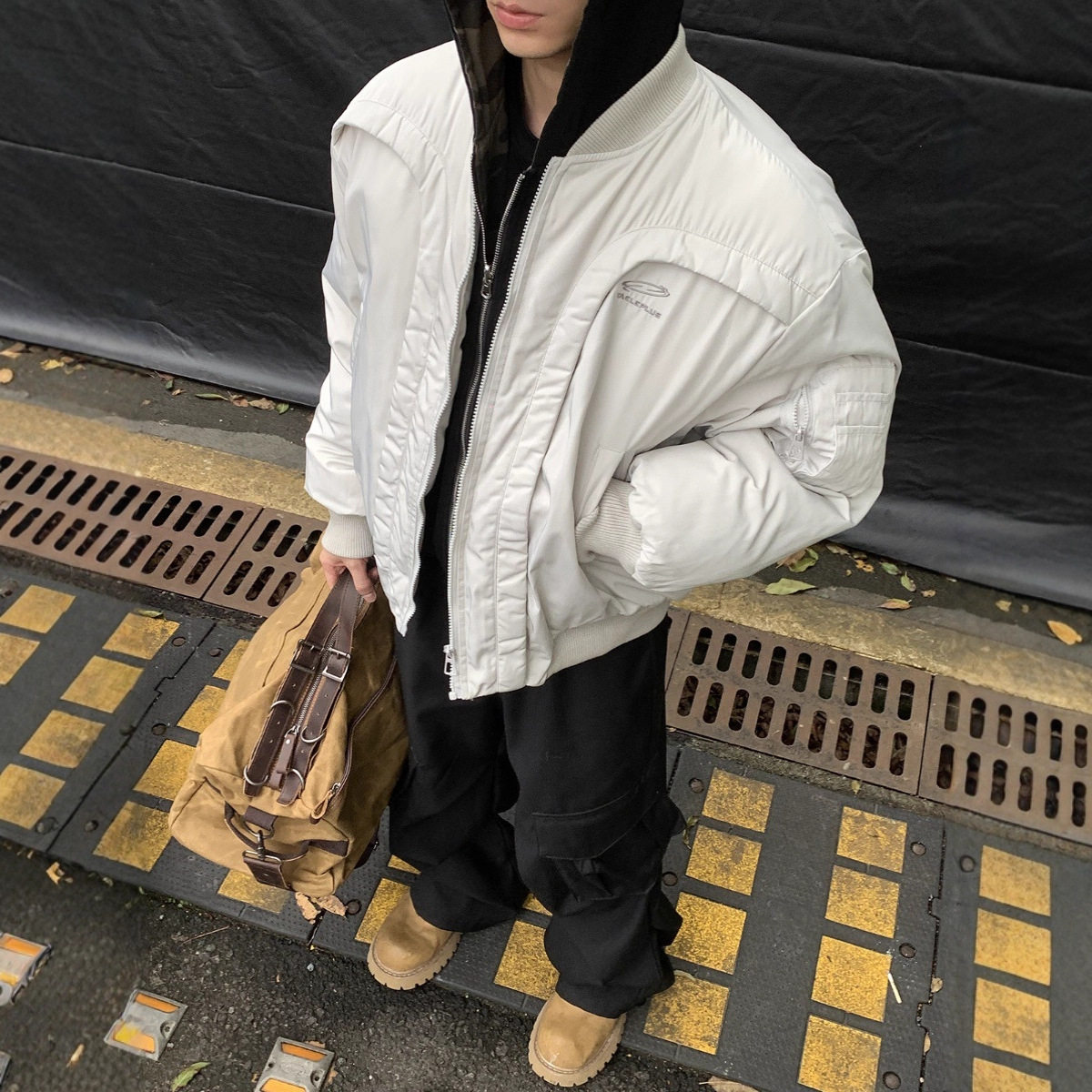 冬季美式解构飞行员加厚棉服男