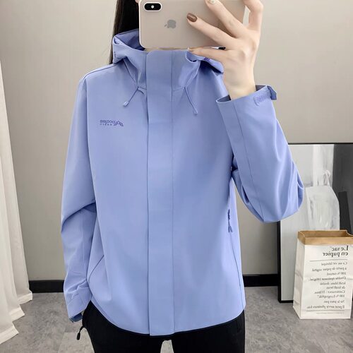 豹迹女式春秋防水防风连帽冲锋衣