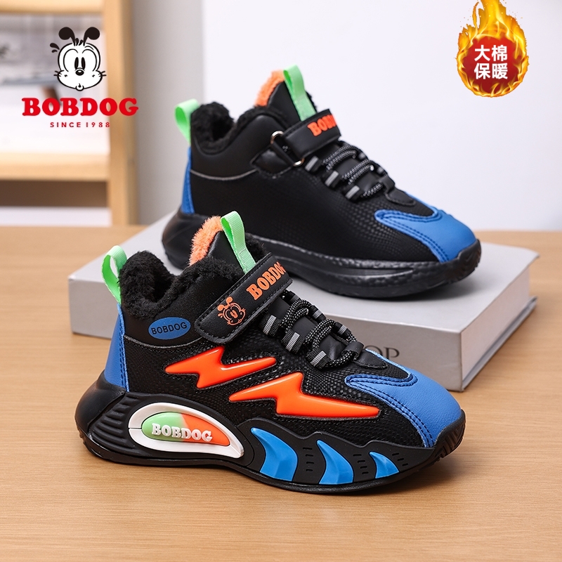 巴布豆男童新款加绒加厚大棉鞋
