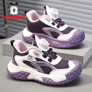 巴布豆女童运动鞋子2026新款春秋季网面透气儿童小女孩防踢跑步鞋