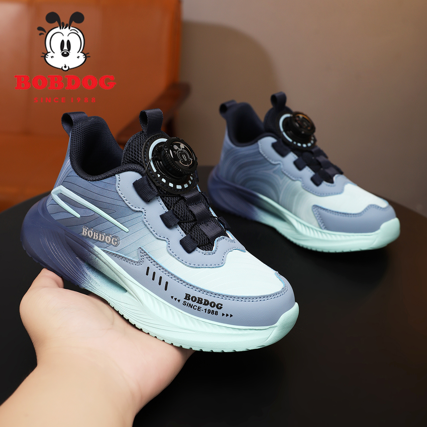 巴布豆男童皮面防水运动鞋秋冬季