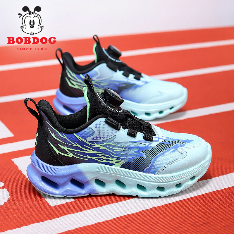 巴布豆男童运动鞋子春秋季网面透气防臭青少年儿童缓震轻便跑步鞋