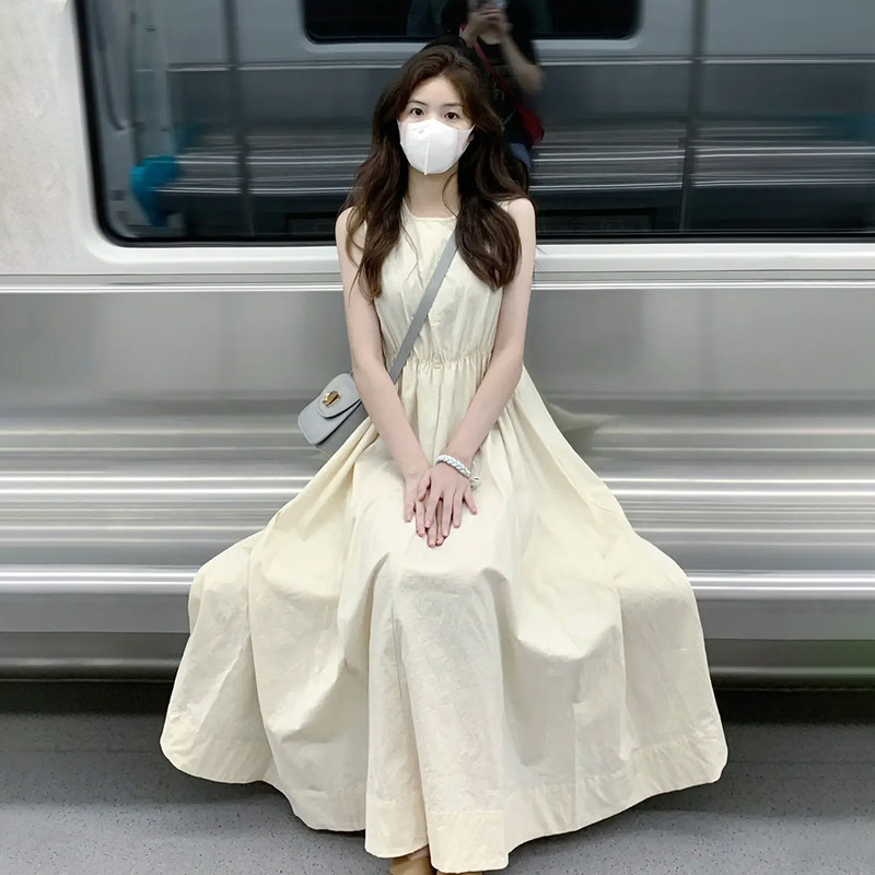 休闲背心连衣裙2025新款内搭裙子女夏季高级感宽松慵懒大裙摆长裙