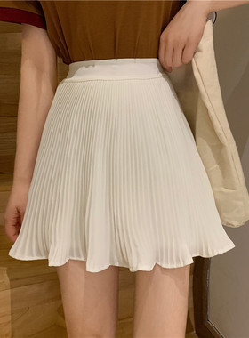 紫色百褶裙短款高腰a字显瘦春夏秋学院风短裙女雪纺面料半身裙裤