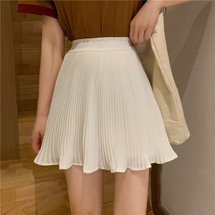 紫色百褶裙短款高腰a字显瘦春夏秋学院风短裙女雪纺面料半身裙裤