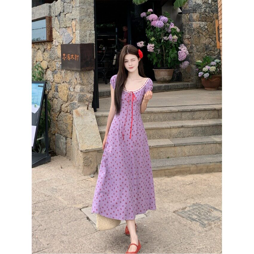 大码女装夏季新款碎花连衣裙