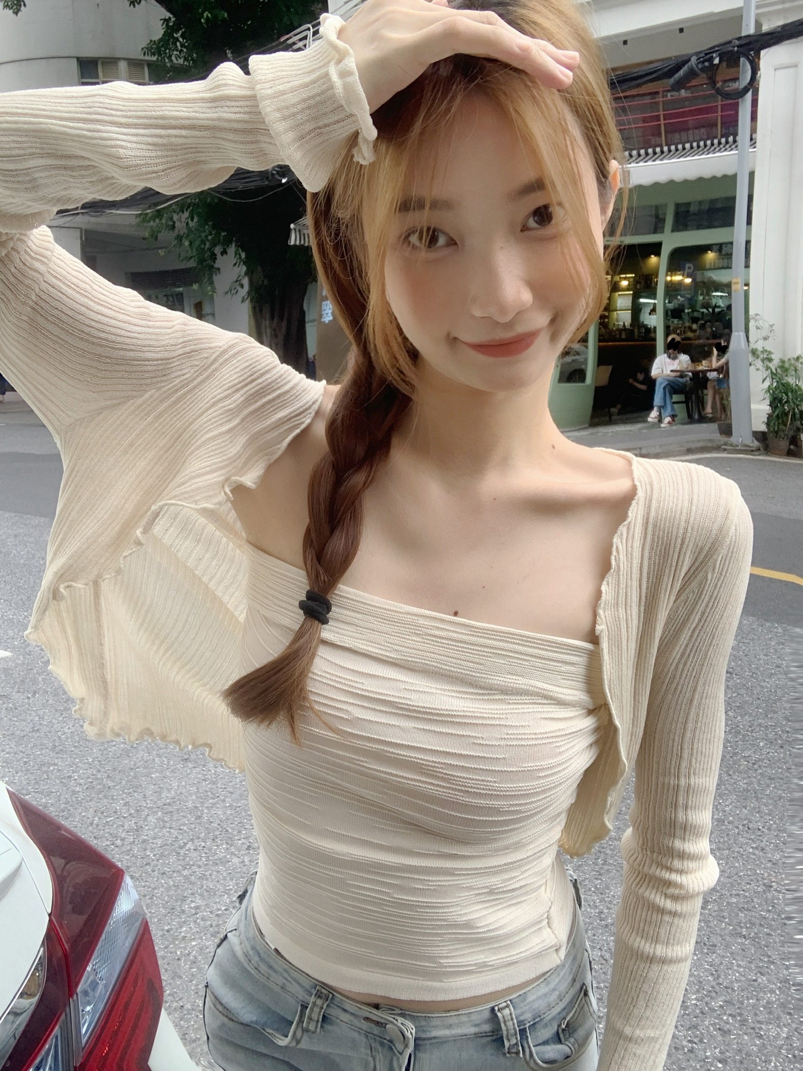 甜套装短款薄款防晒小开衫外套女chic抹胸背心上衣辣妹夏季