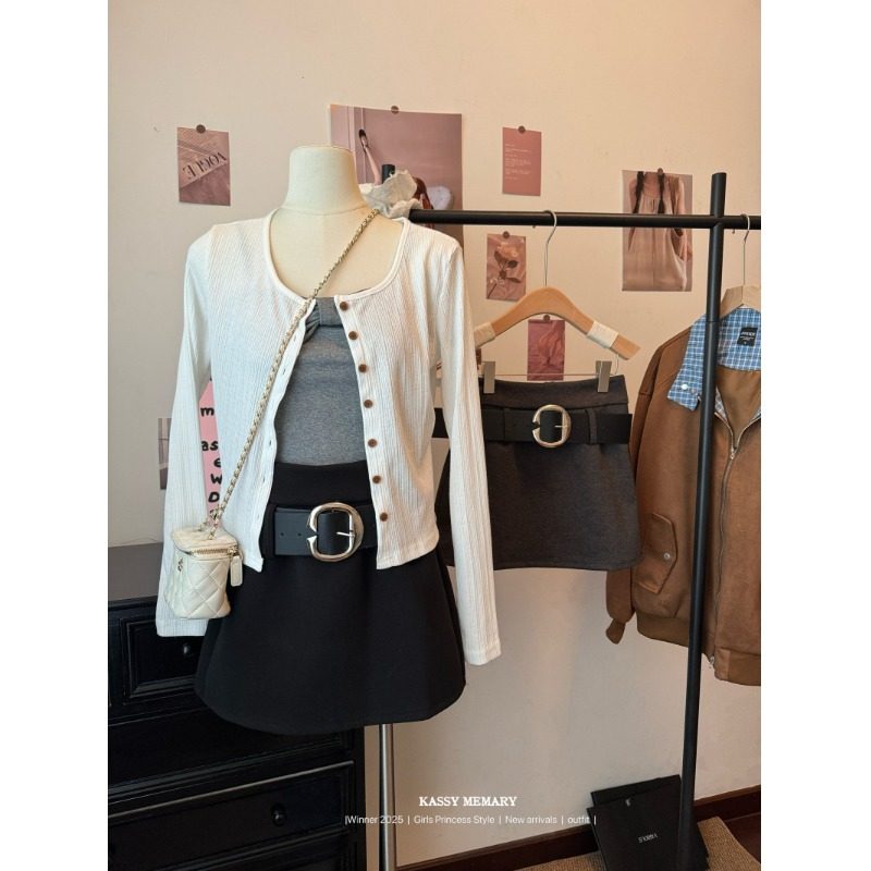 美式辣妹高腰A字西装短裙女秋冬2025新款包臀裙裤小个子半身裙子