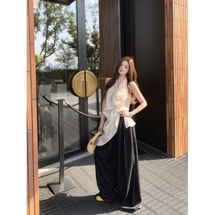 新款 时尚 拼贴韩版 裙套装 青年穿衣指南 不规则挂脖无袖 2025年夏季