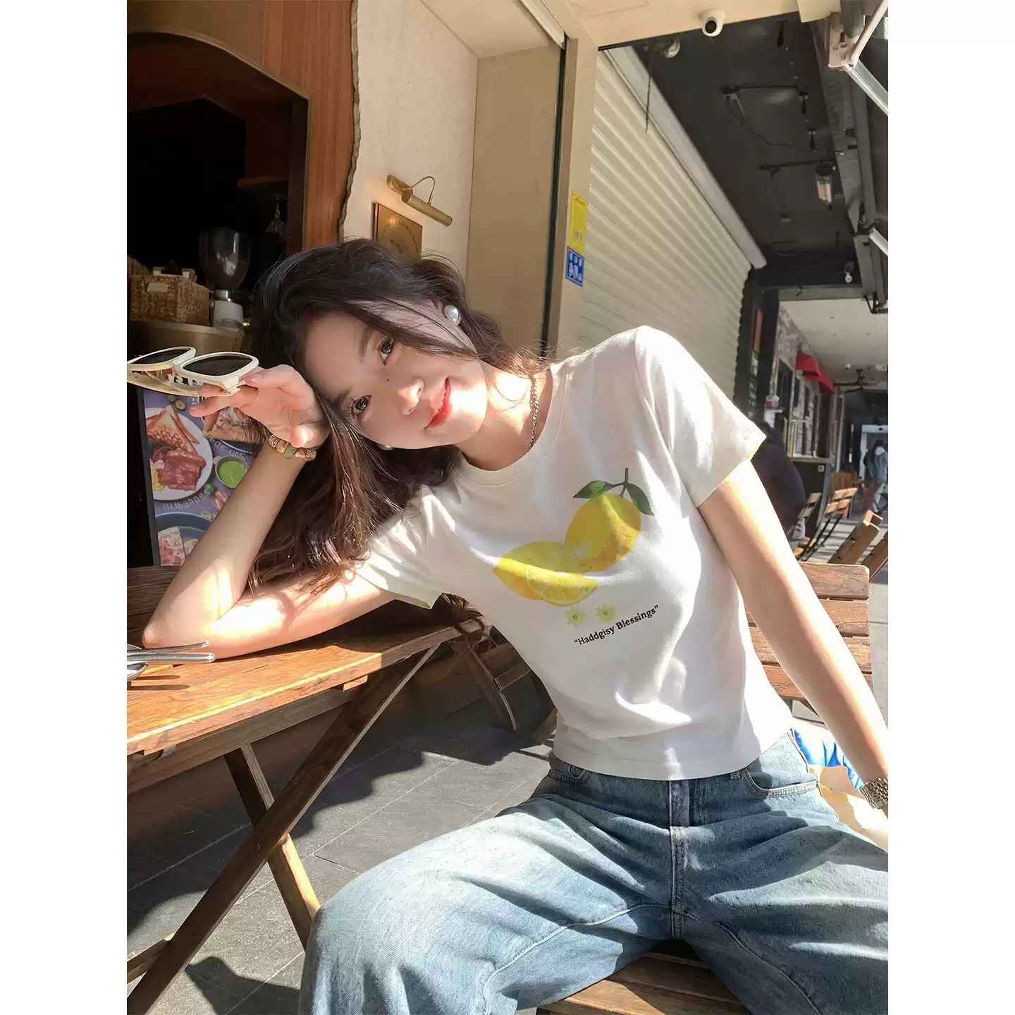 夏季美式辣妹水果印花短袖T恤