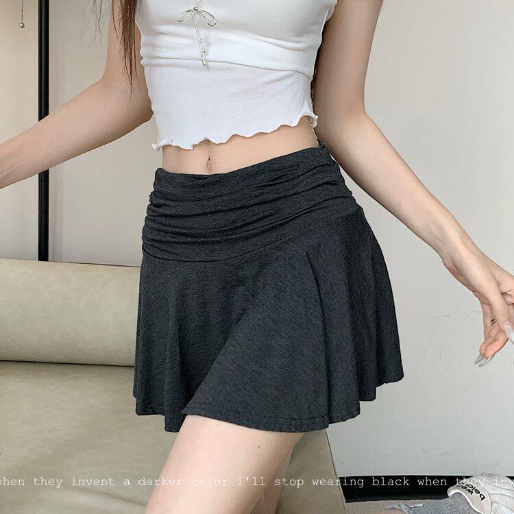 黑色辣妹运动短裙女夏季薄高腰显瘦a字百褶裙小个子防走光网球裙