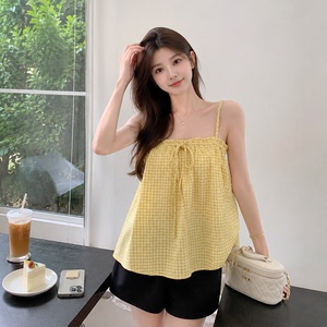 夏季甜美减龄显瘦抽绳吊带背心