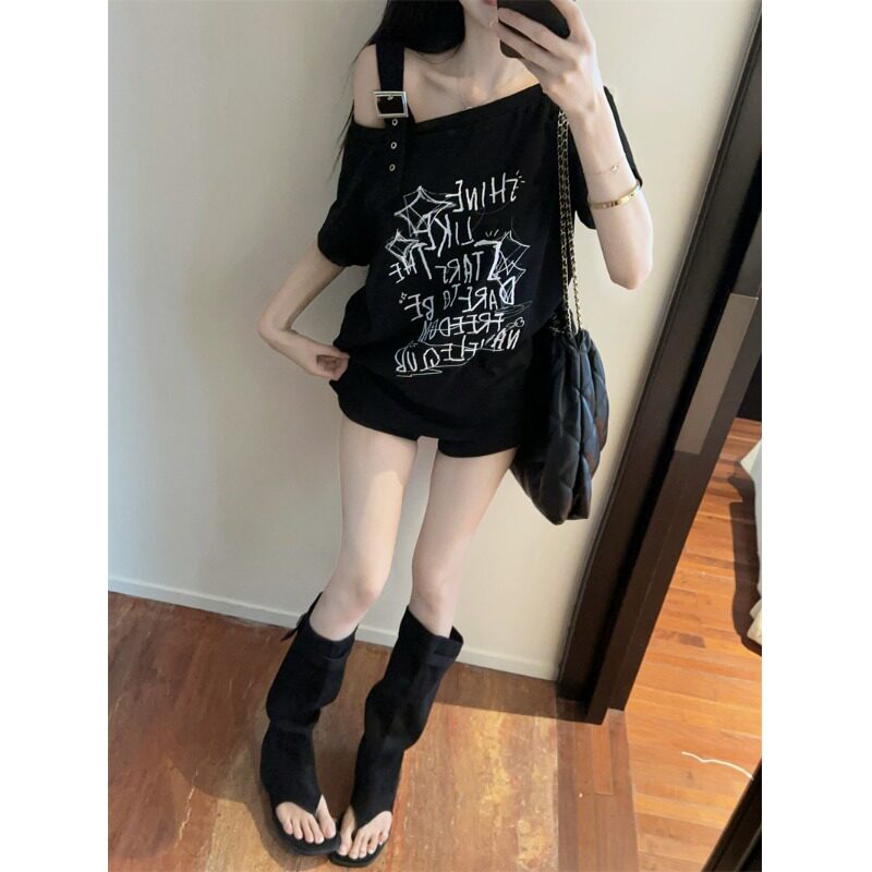 韩版字母涂鸦印花短袖T恤女