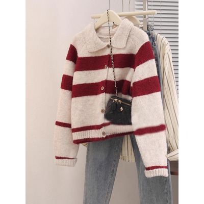 韩系复古甜酷小众长袖针织开衫女