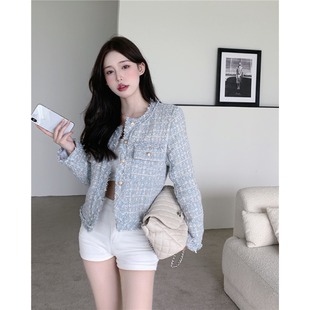 高级小香粗花呢流苏短外套女2025春秋法式气质修身单排扣百搭上衣