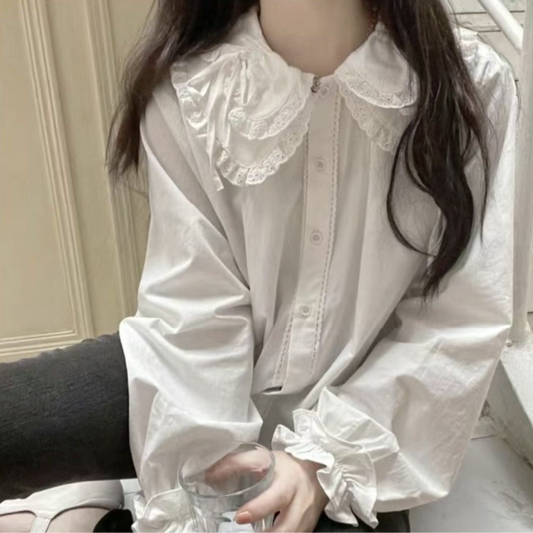 Lolita日系蕾丝娃娃领长袖衬衫
