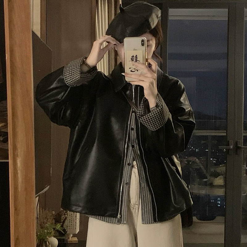 黑色皮衣外套女2025春秋季新款