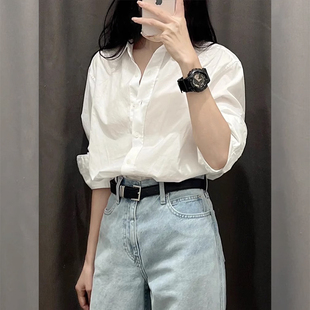 法式白色衬衫女2025新款春秋小个子宽松长袖衬衣内搭职业通勤上衣