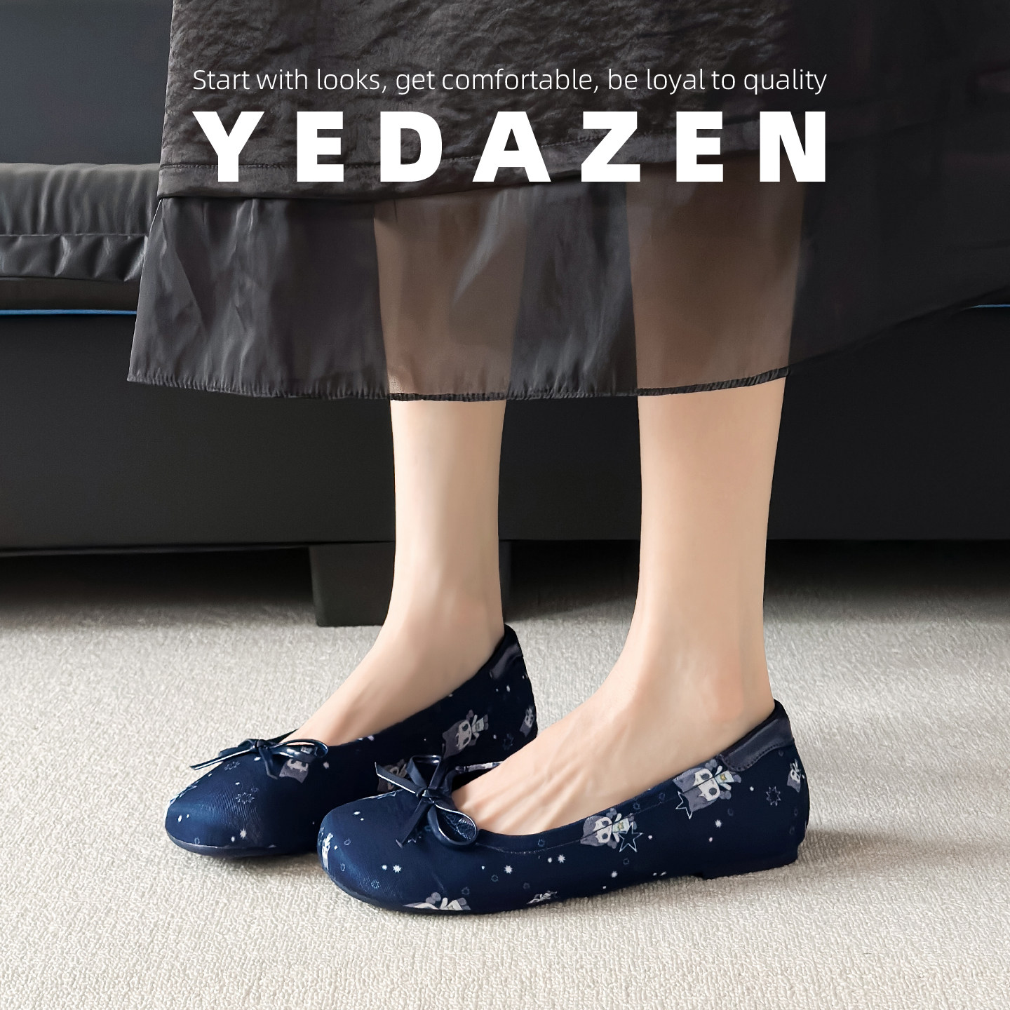 法式蓝色芭蕾鞋女平底2026新款夏季蝴蝶结圆头单鞋软底小众设计感