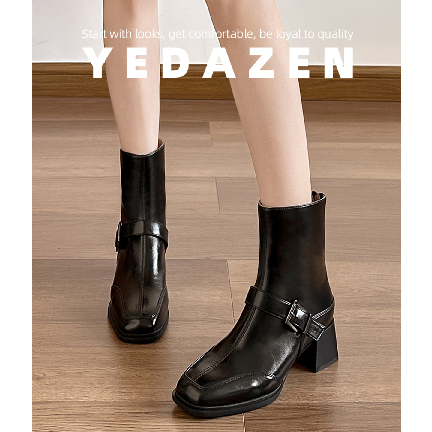 美拉德中筒短靴女2025新款巨好看的靴子粗跟复古英伦风黑色马丁靴