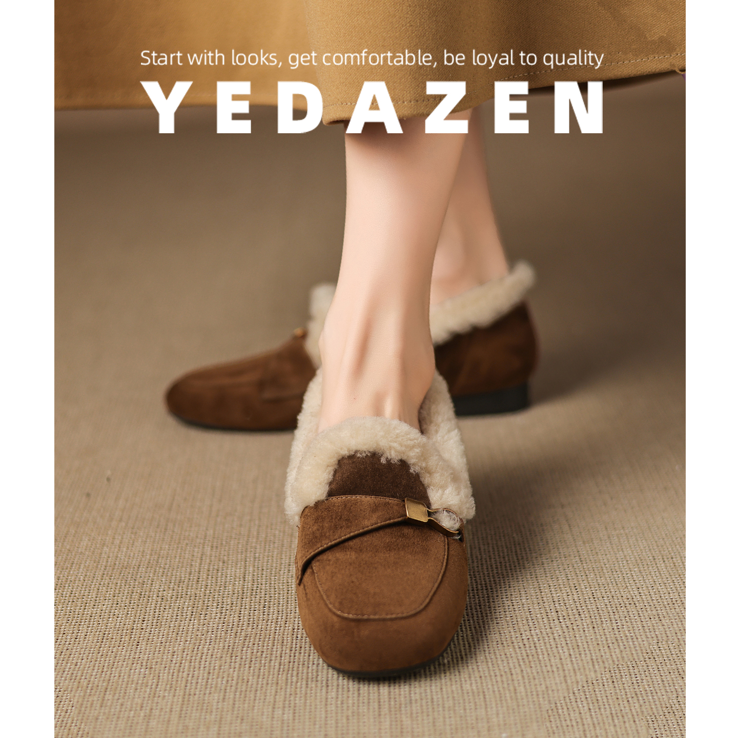 2025超火厚底棕色羊羔毛毛毛勃肯鞋女冬加绒保暖英伦风乐福小皮鞋