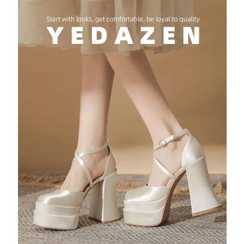 白色高跟鞋小个子粗跟包头凉鞋女外穿2025新款夏季中空玛丽珍单鞋,女鞋,时装凉鞋,淘宝优惠券,粉丝福利购,淘宝优惠卷