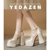 中空玛丽珍单鞋 白色高跟鞋 夏季 女外穿2026新款 小个子粗跟包头凉鞋