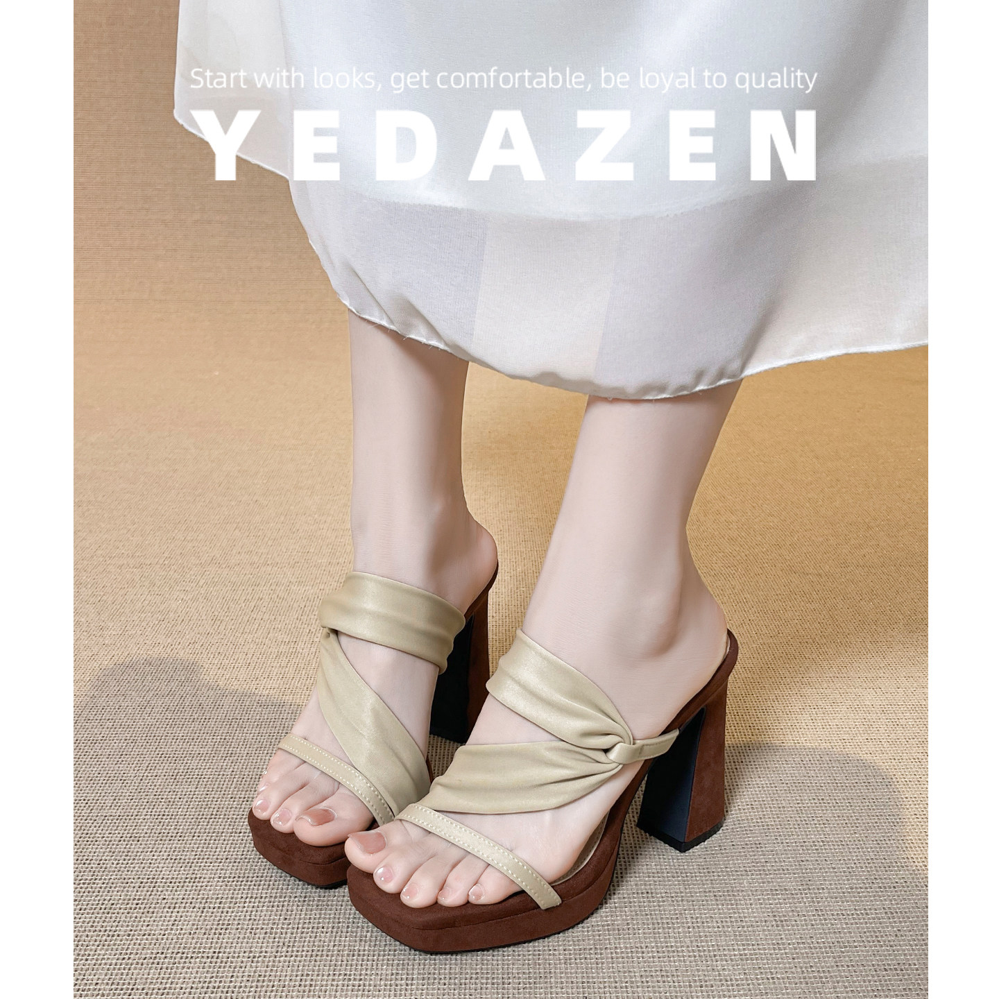 2026新款方头一字带凉鞋女夏外穿防水台高跟鞋不累脚巨好看的凉拖