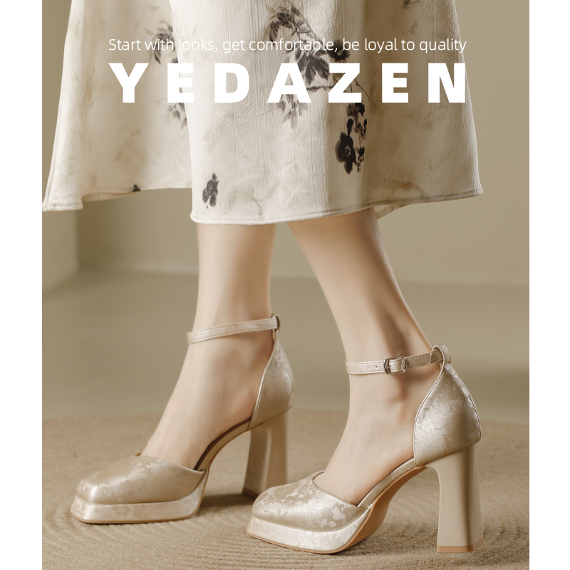 新中式旗袍高跟鞋香槟色婚鞋