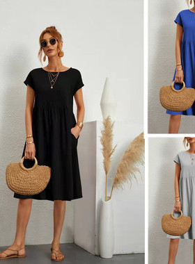 cotton dress for women summer A-line boho midi dresses lady