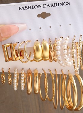 6 Pairs Gold Hoop Earrings Set Women Twisted Huggie Gifts